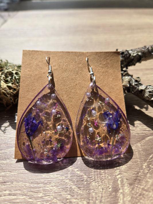 Coastal Tierra Kin "Magical Wildflower Meadow" Resin Earrings