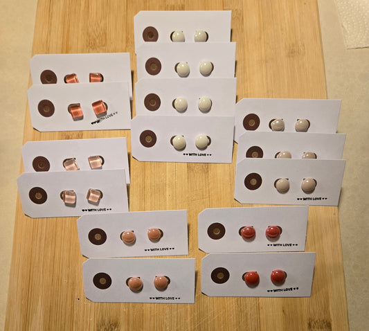 Ceramic Gemstone and glass tiles ( hypoallergenic stud earrings)